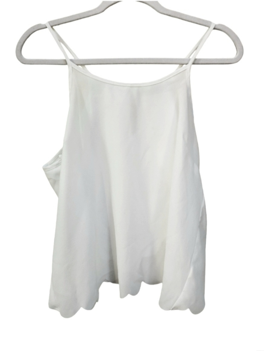 Guess White Women's Spagetti Strap Scalloped Hemline Camisole Blouse Size L NWOT
